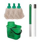 Exel Mopping Starter Kit | Handle, Bucket & 3 x Mop Heads | Blue