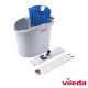Vileda UltraSpeed Mini Flat Mop System - Bucket, Wringer, Frame and Mop | Blue (Handle not Included)